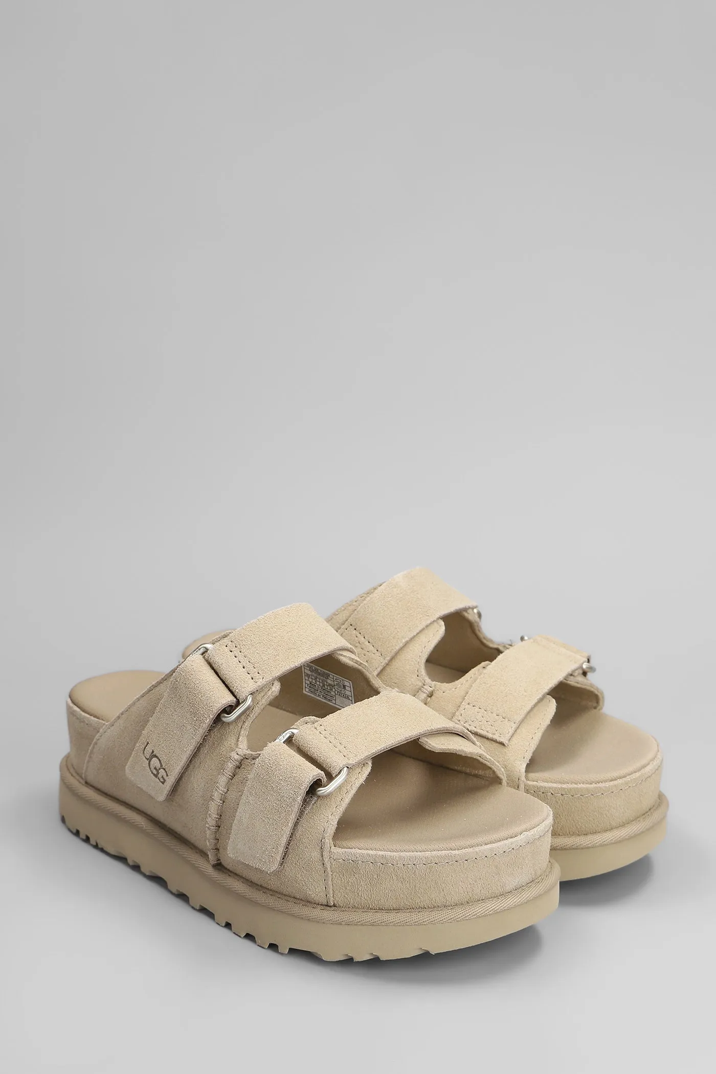 Goldenstar Hi Slipper-Mule in beige suede