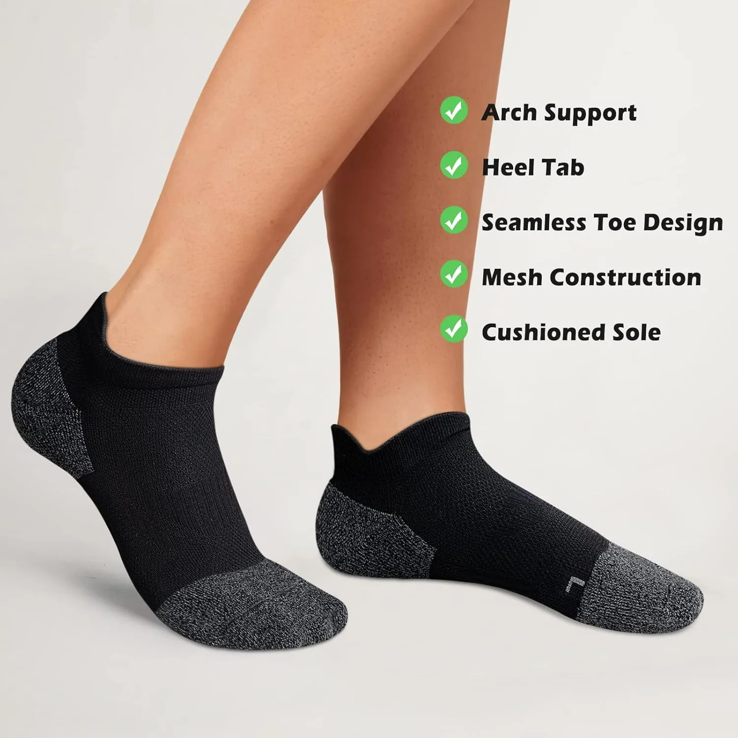 Gonii Compression Athletic Socks Cushioned Anti-Blister Comfort Fit Ankle Socks 5-6 Pairs