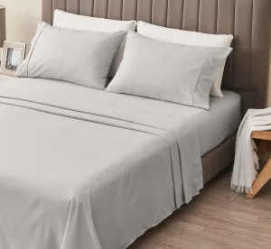 Great Bay Home 3-Piece Twin Gray Microfiber Sheet Set | Ultra-Soft, Brushed Bedding Sheets & Pillowcases - Wrinkle & Fade Resistant, All-Season Bed Sheets for Bed (Twin, Gray)