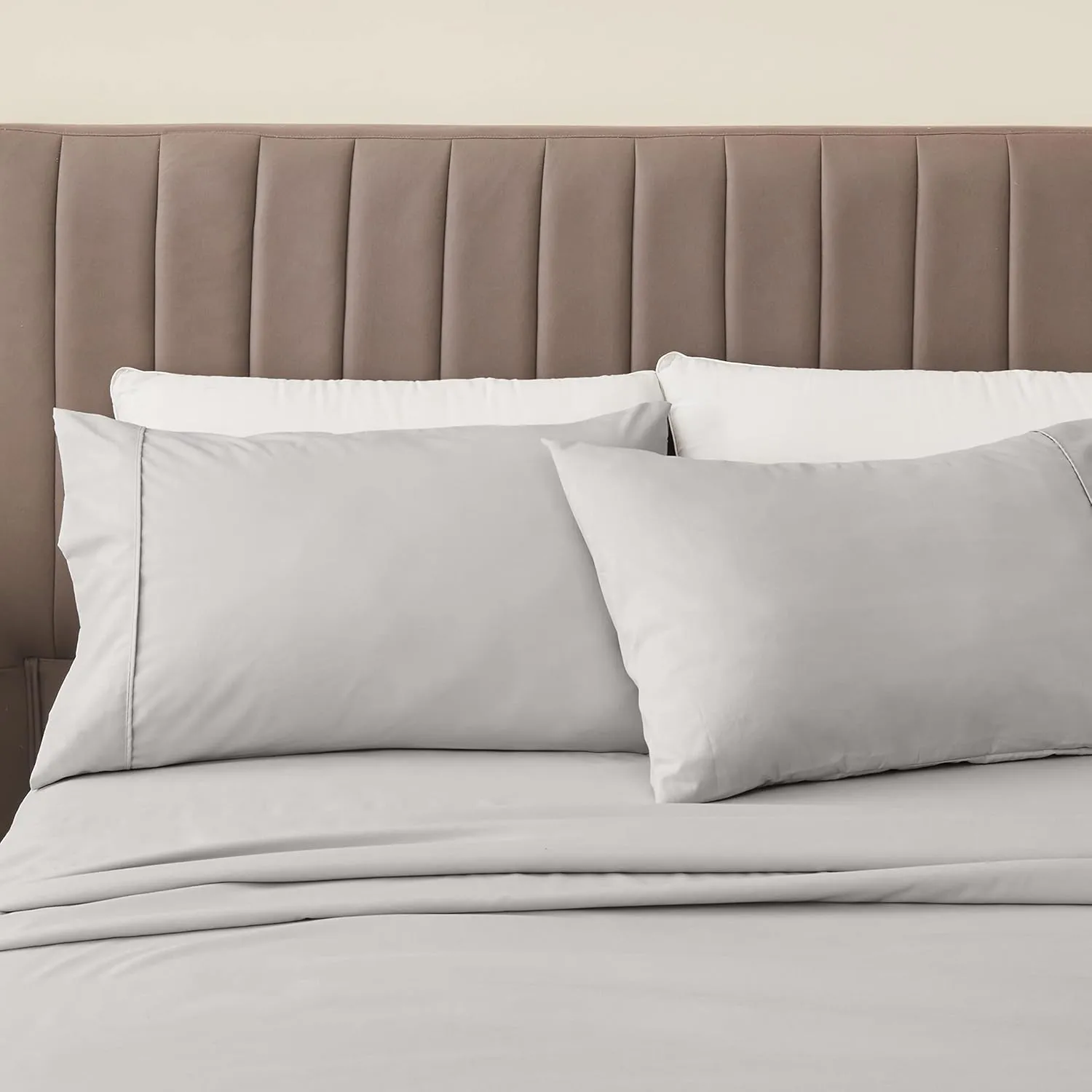 Great Bay Home 3-Piece Twin Gray Microfiber Sheet Set | Ultra-Soft, Brushed Bedding Sheets & Pillowcases - Wrinkle & Fade Resistant, All-Season Bed Sheets for Bed (Twin, Gray)