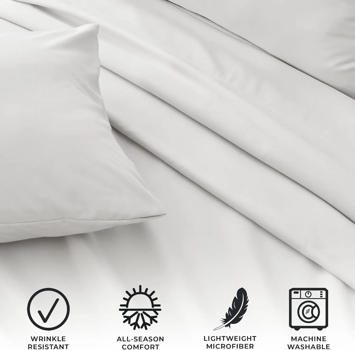 Great Bay Home 4-Piece Full White Microfiber Sheet Set | Ultra-Soft, Brushed Bedding Sheets & Pillowcases - Wrinkle & Fade Resistant, All-Season Bed Sheets for Bed (Full, White)