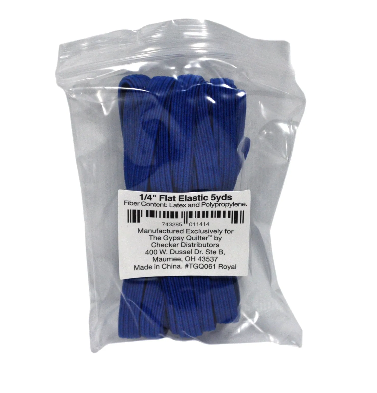 Gypsy Quilter Flat Royal Blue Elastic 1/4in x 5 Yards: Face Mask Supplies Wholesale