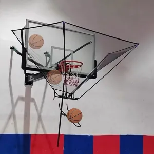 Hanging Basketball Shot Return Net for Kids/Youth/Adults, Outdoor Folding Basketball Training Rebounder Attachment System with Carry Bag, Easy to Set Up