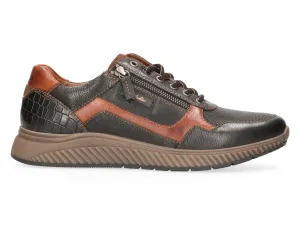'Hatchback' men's lace-zip sneaker - Black cognac mix