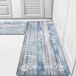 HEBE Anti Fatigue Kitchen Mat Set of 2 Non Slip Cushioned Kitchen Mats for Floor Waterproof Farmhouse Kitchen Rugs and Mats Set Comfort Standing Desk Mat Carpet for Sink,Office,Laundry