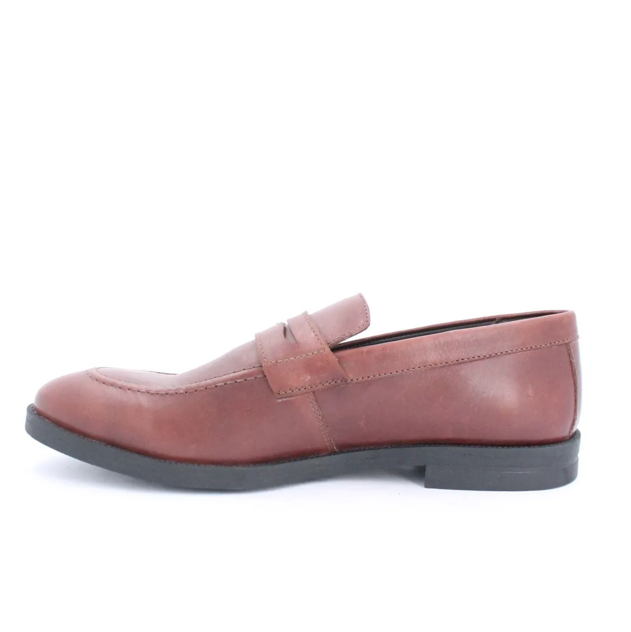 HENRY MENS LEATHER LOAFERS-BROWN