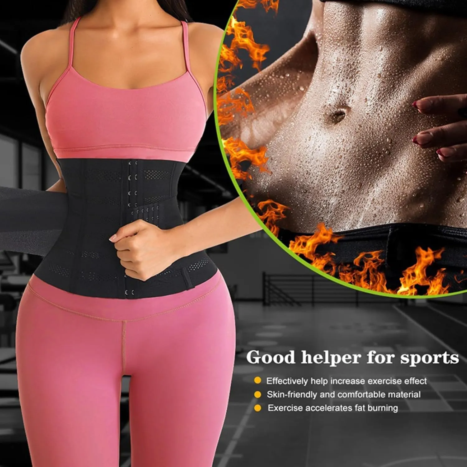 HGps8w Women's Waist Trainer Belt Shapewear Waist Trimmer Ab Belt Tummy Control Body Shaper for Men Fitness Exercise
