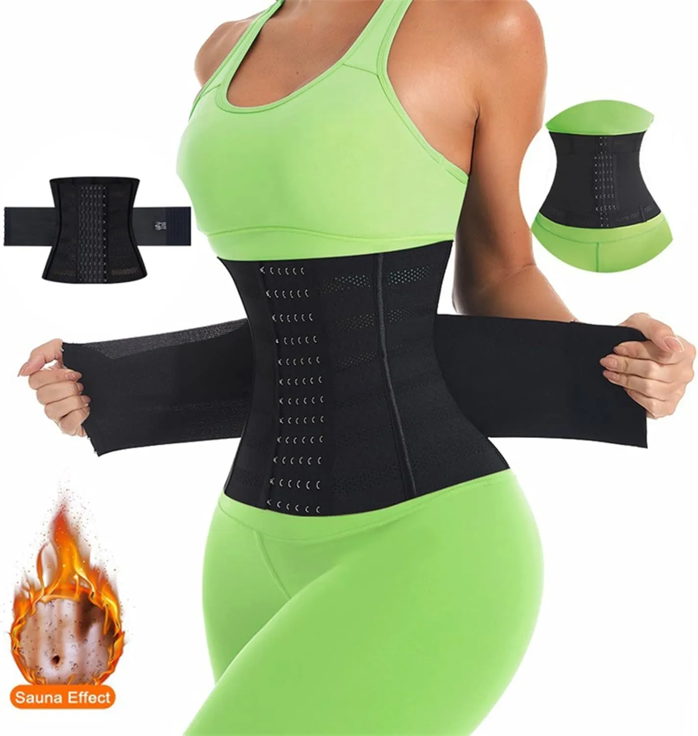 HGps8w Women's Waist Trainer Belt Shapewear Waist Trimmer Ab Belt Tummy Control Body Shaper for Men Fitness Exercise