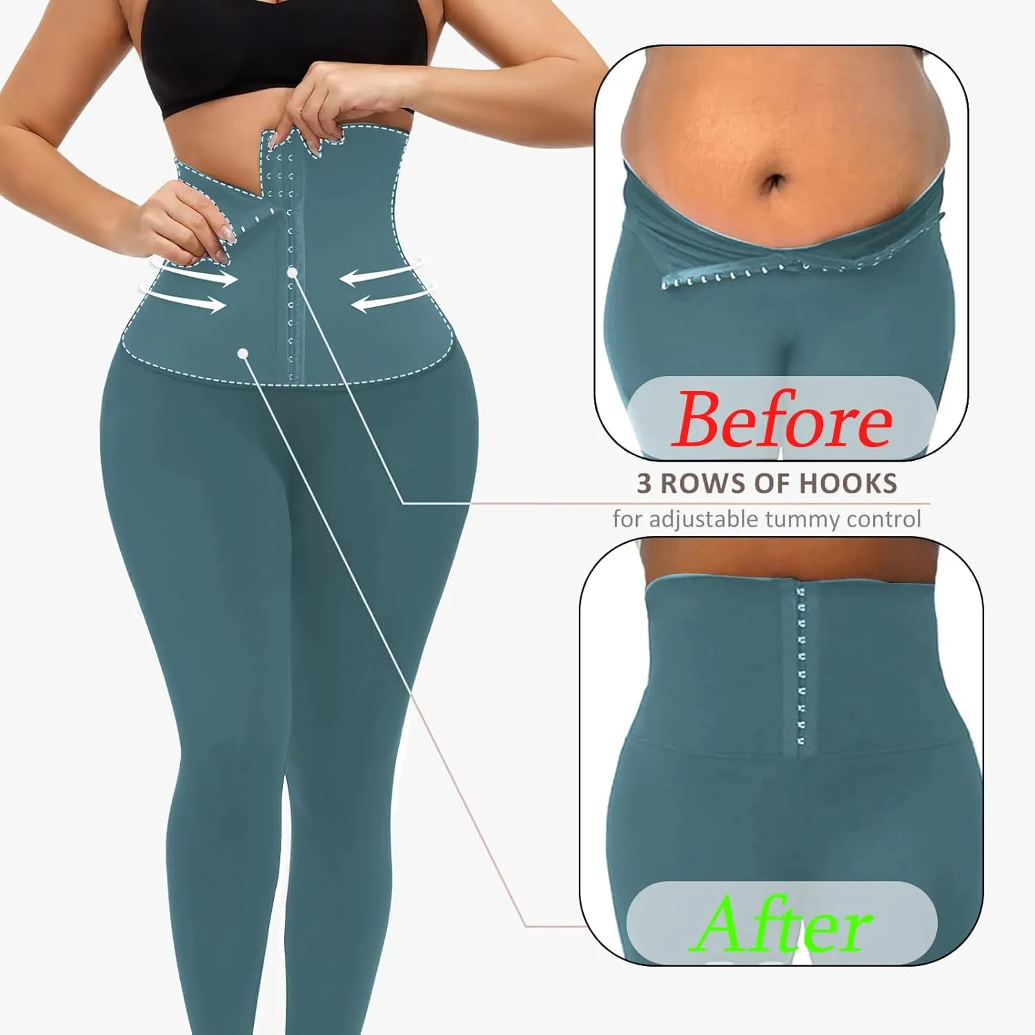 High Waisted Corset Leggings for Women with Magic Waist Shaper Waist Trainer Yoga Pants Tummy Control