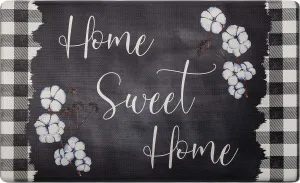 Home Dynamix Cozy Living Home Sweet Home Buffalo Check Border Runner Anti-Fatigue Kitchen Mat, Non-Slip Floor Mat, Padded Standing Desk Mat, Black/White, 17.5"x55"