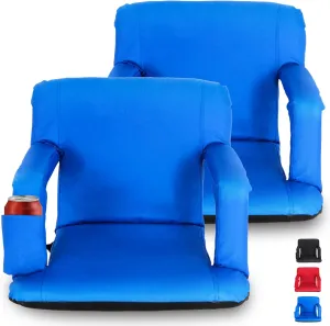 HomGarden Set of 2 Stadium Seat Chair for Bleachers Benches Grandstand Comfort Seats, 5 Reclining Custom Padded Cushion Backs Armrest Support