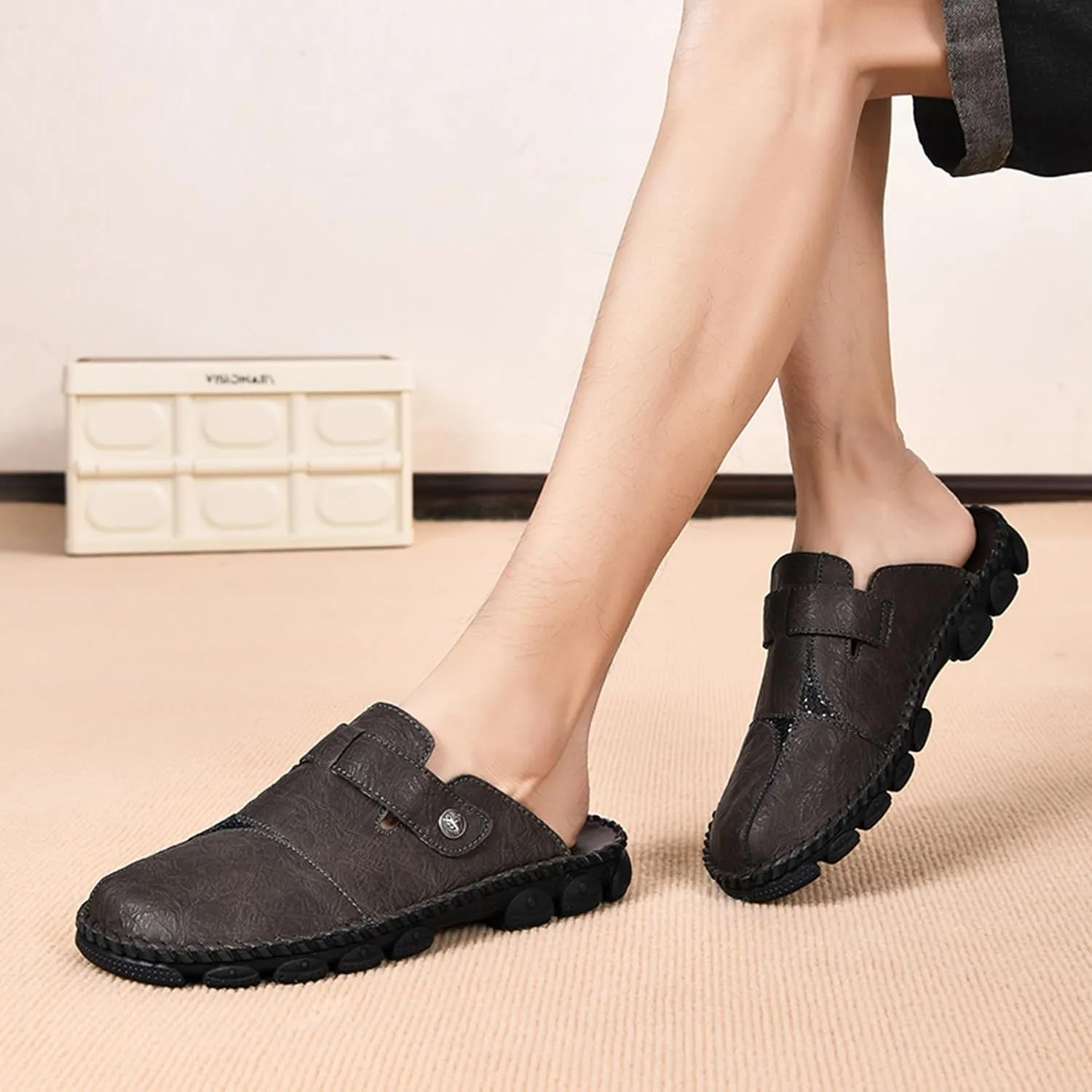 Honeystore Men's Non-Slip Flat Slide Sandals Slip-on Beach Shoes