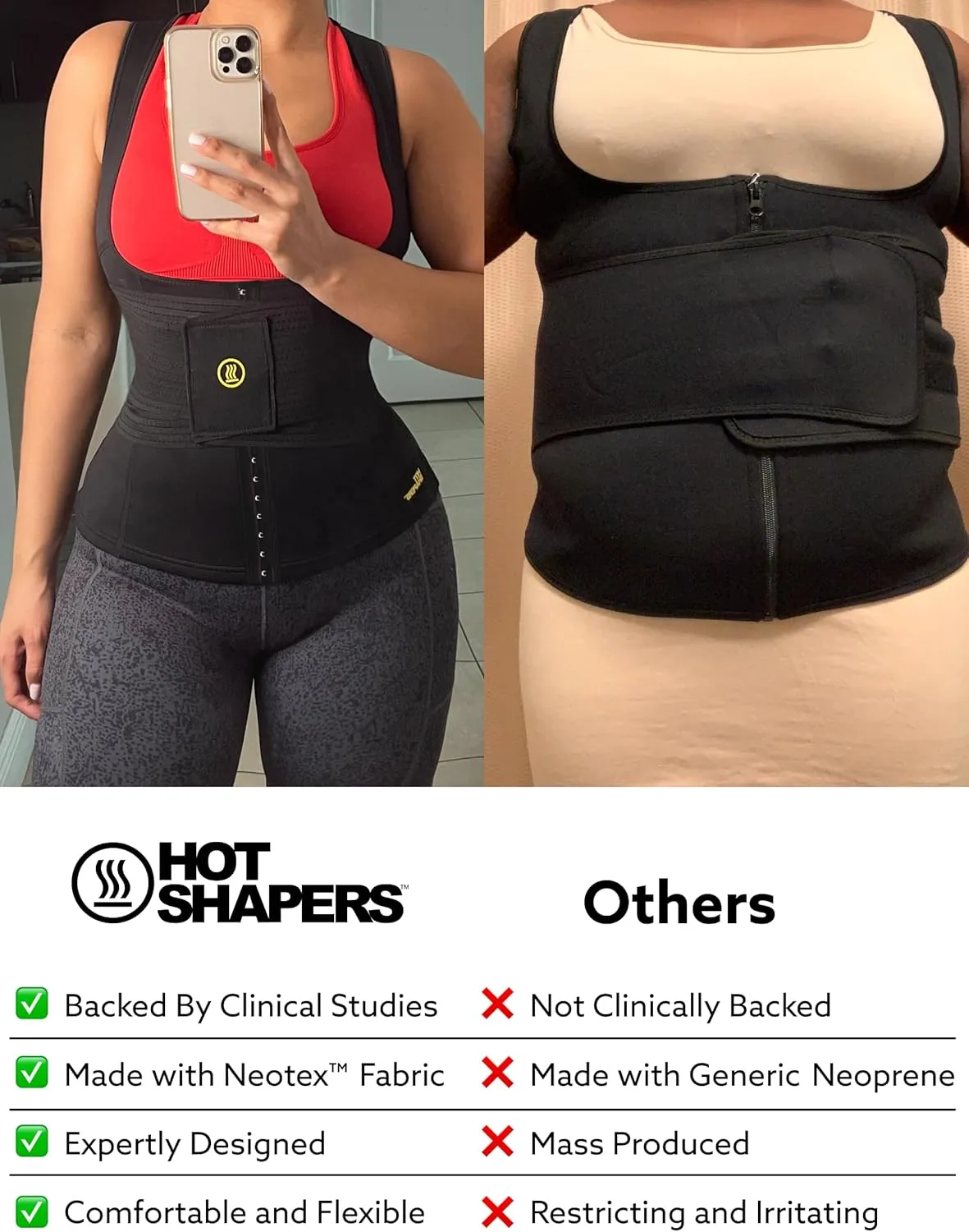 HOT SHAPERS Waist Trainer – Compression Waistband for Midsection Sculpting, Waist Slimming, Thermal Boost & Tummy Control
