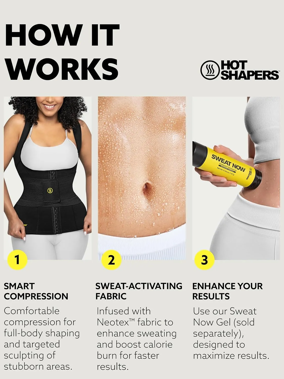 HOT SHAPERS Waist Trainer – Compression Waistband for Midsection Sculpting, Waist Slimming, Thermal Boost & Tummy Control