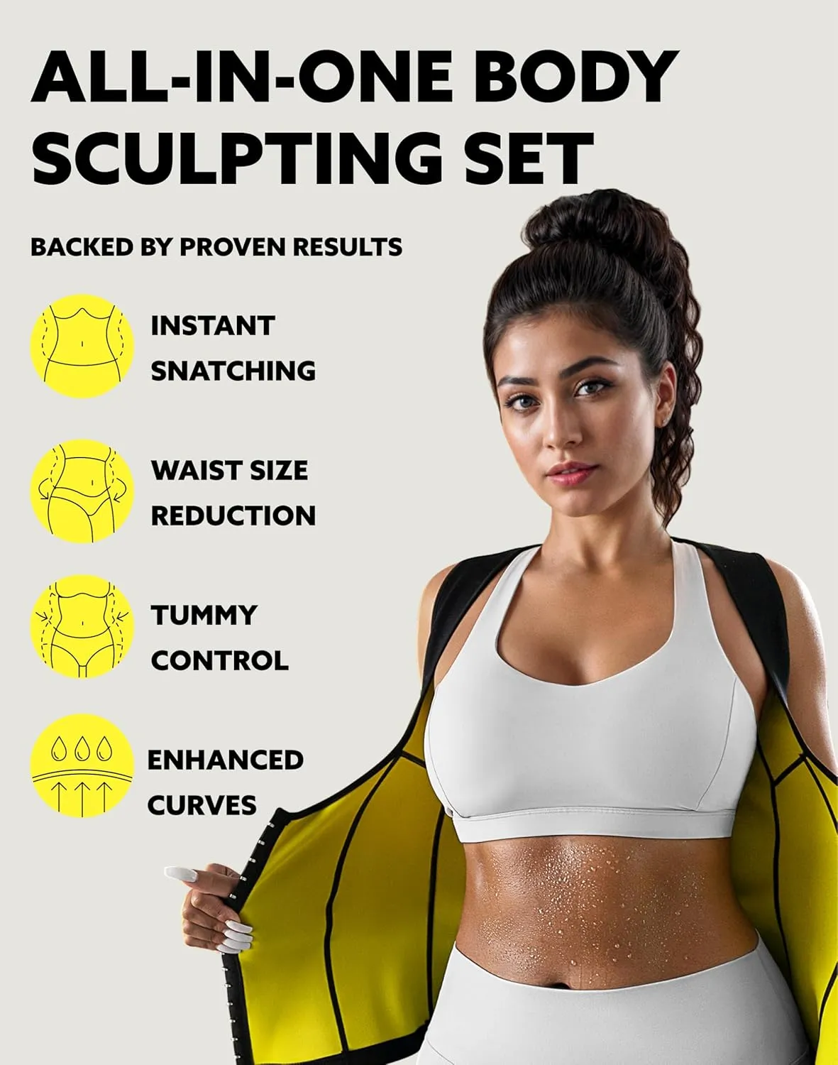 HOT SHAPERS Women’s Hourglass Body Sculpting Kit - Waist Cincher & Waist Trainer with Sweat Fabric for Full-Body Contouring