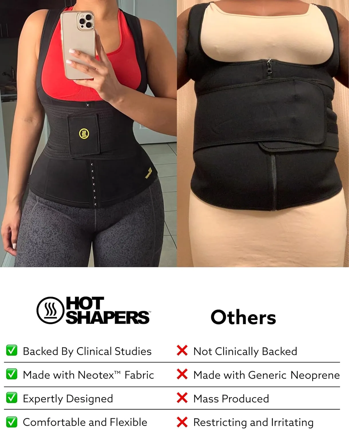 HOT SHAPERS Women’s Hourglass Body Sculpting Kit - Waist Cincher & Waist Trainer with Sweat Fabric for Full-Body Contouring