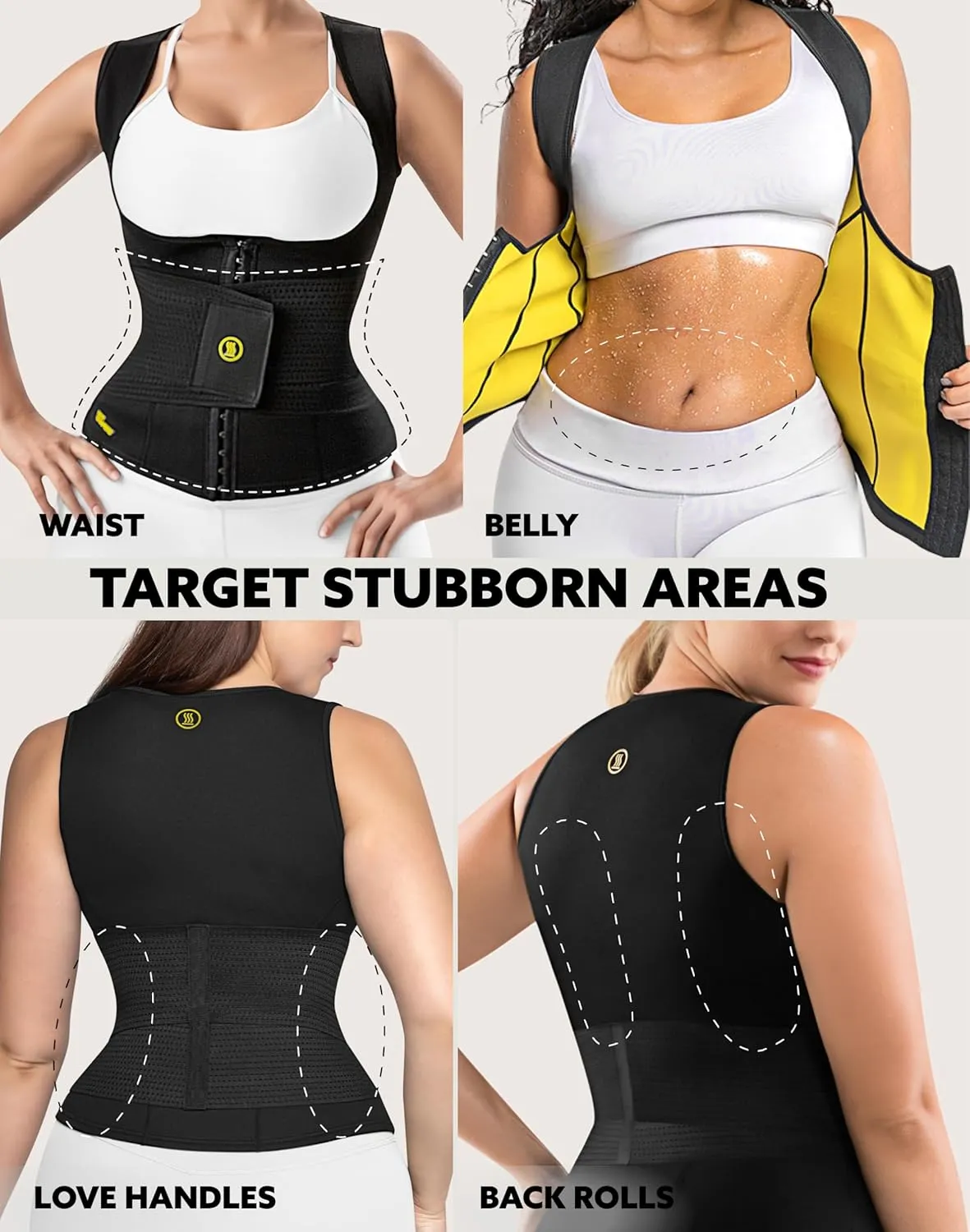 HOT SHAPERS Women’s Hourglass Body Sculpting Kit - Waist Cincher & Waist Trainer with Sweat Fabric for Full-Body Contouring