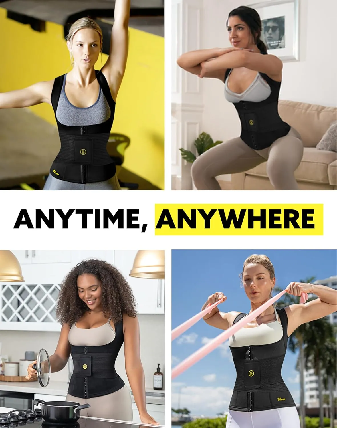 HOT SHAPERS Women’s Hourglass Body Sculpting Kit - Waist Cincher & Waist Trainer with Sweat Fabric for Full-Body Contouring