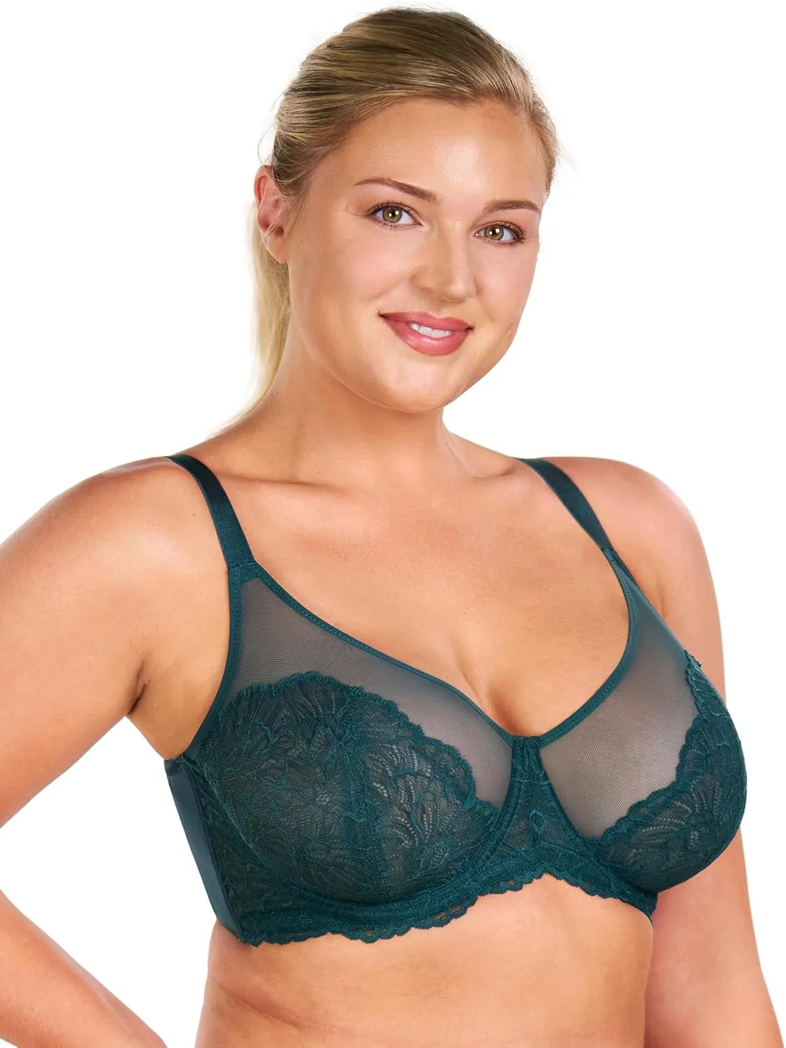 HSIA Minimizer Bras for Women, Full Coverage Lace Bra for Heavy Breasts Unlined Bras with Underwire