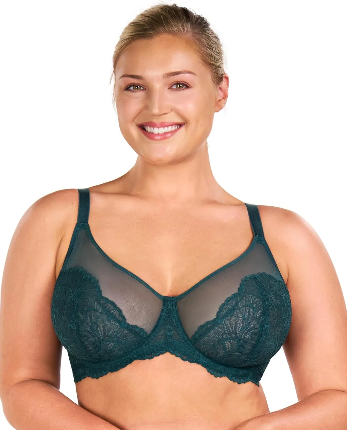 HSIA Minimizer Bras for Women, Full Coverage Lace Bra for Heavy Breasts Unlined Bras with Underwire