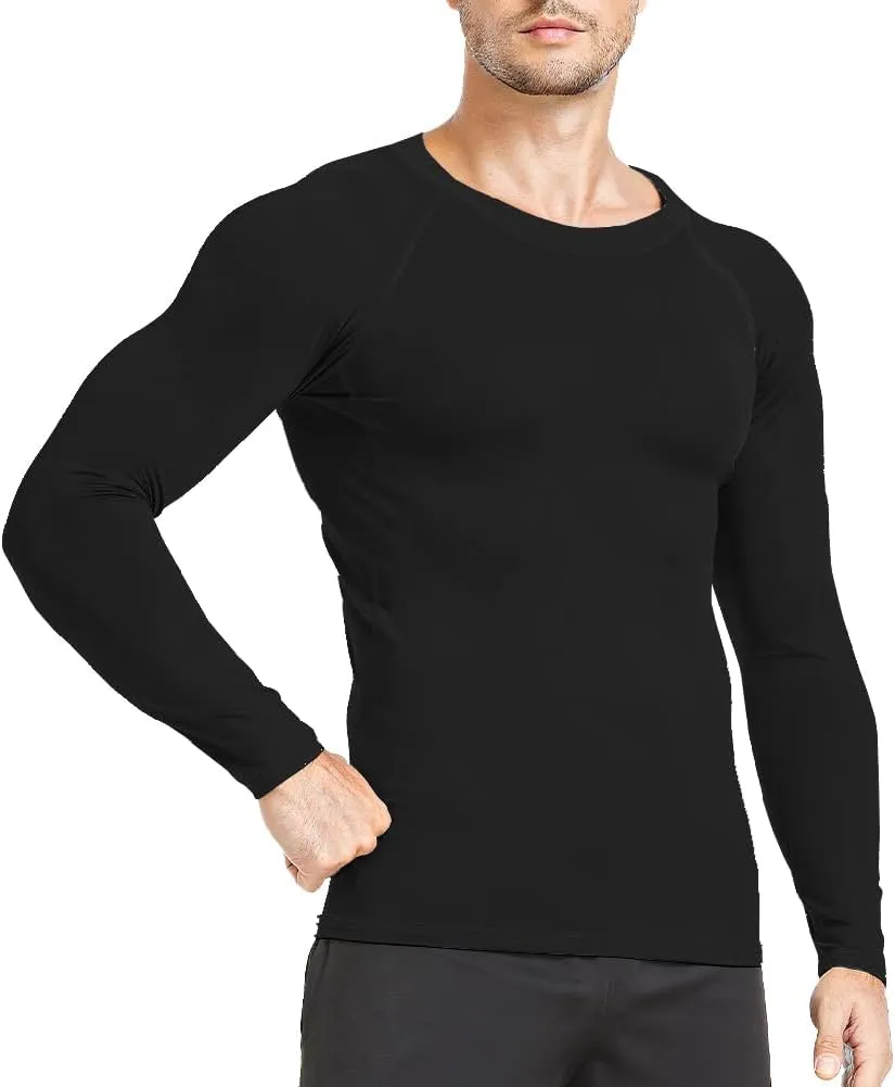 HYCOPROT Compression Shirts for Men Athletic Long Sleeve Base Layer Workout Rash Guard Shirt