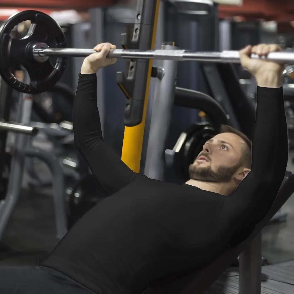 HYCOPROT Compression Shirts for Men Athletic Long Sleeve Base Layer Workout Rash Guard Shirt