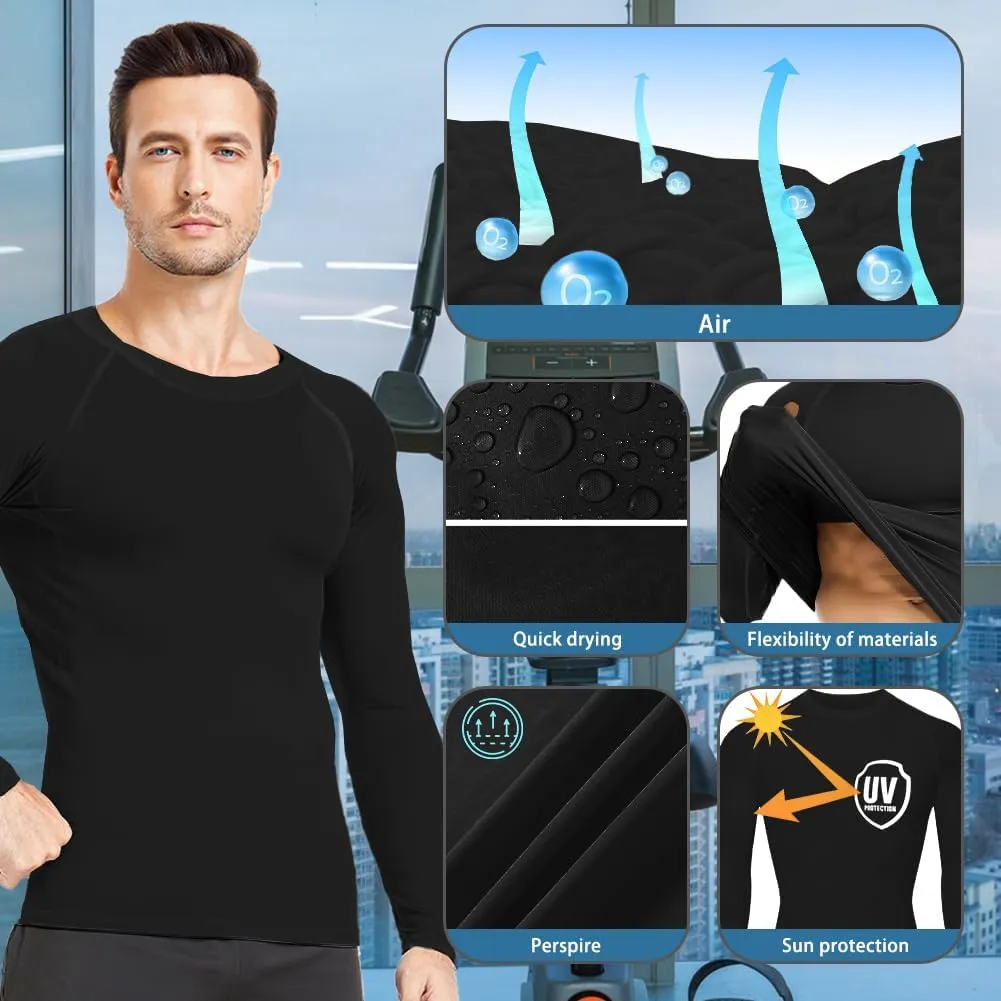 HYCOPROT Compression Shirts for Men Athletic Long Sleeve Base Layer Workout Rash Guard Shirt