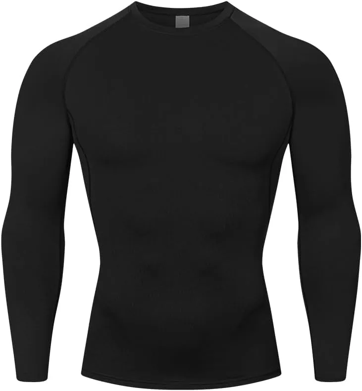 HYCOPROT Compression Shirts for Men Athletic Long Sleeve Base Layer Workout Rash Guard Shirt