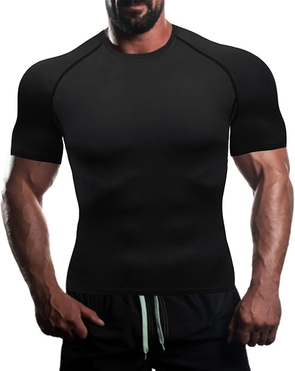 HYCOPROT Men's Compression Shirts Short Sleeve Athletic Workout T-Shirt Cool Dry Sports Baselayer Running Undershirts Tops
