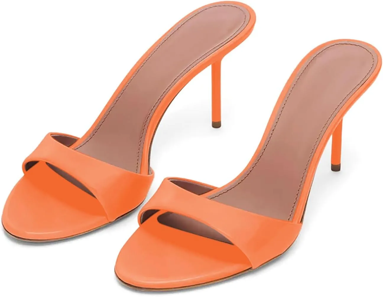 iadore Mule Heels For Women,3 Inch Women Heeled Sandals Round Toe Stilettos Slides Dress Shoes For Party Evening Size 5-12 US