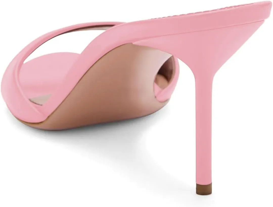 iadore Mule Heels For Women,3 Inch Women Heeled Sandals Round Toe Stilettos Slides Dress Shoes For Party Evening Size 5-12 US