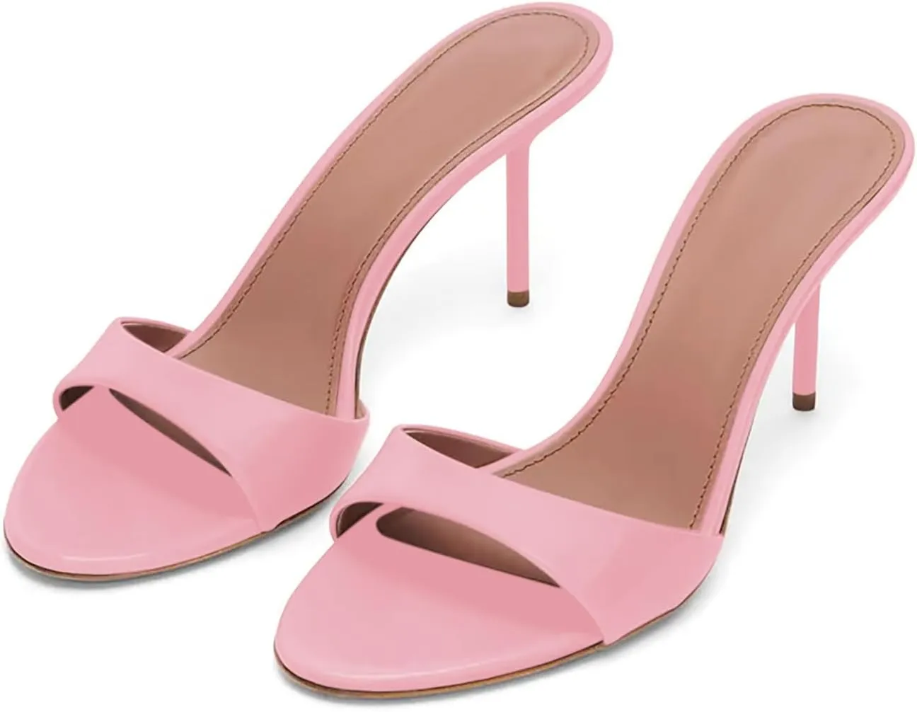iadore Mule Heels For Women,3 Inch Women Heeled Sandals Round Toe Stilettos Slides Dress Shoes For Party Evening Size 5-12 US