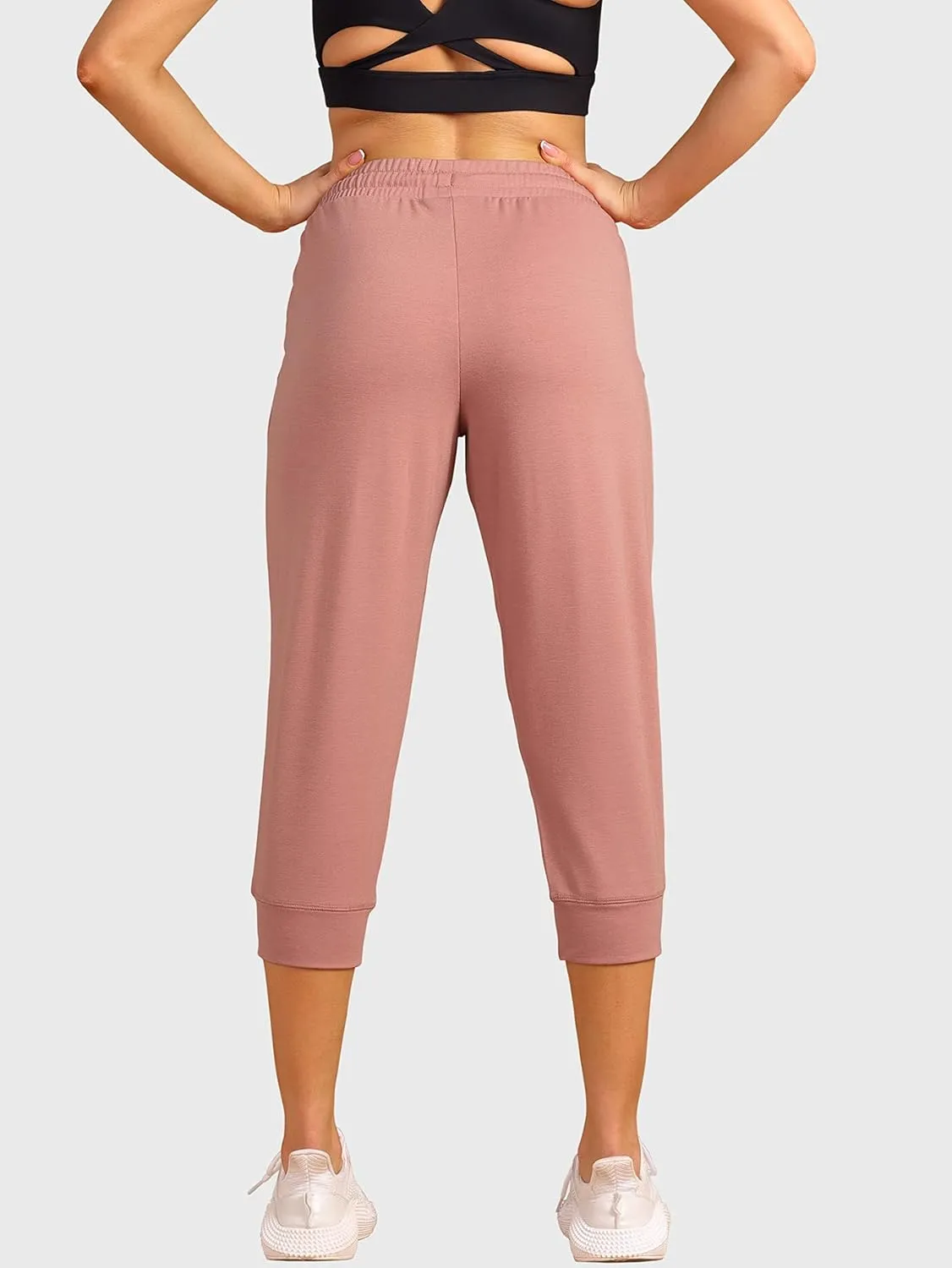 icyzone Women's French Terry Jogger Lounge Sweatpants - Active Capri Pants for Women