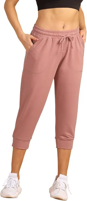 icyzone Women's French Terry Jogger Lounge Sweatpants - Active Capri Pants for Women