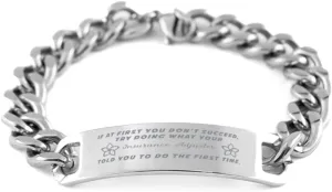 Insurance Adjuster Bracelet, If at first you don't succeed, try doing what your athletic trainer told you to do the first time., Cuban Link Chain Necklace, Insurance Adjuster Gifts