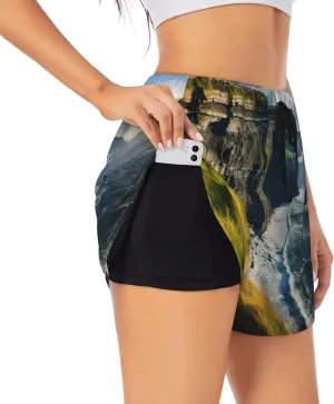 Ireland Outdoors County Clare The Cliffs Women's Lightweight Hiking Cargo Shorts Quick Dry Athletic Shorts