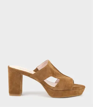 IRIS80 Platform Slide with Cut-out in Tawny Suede