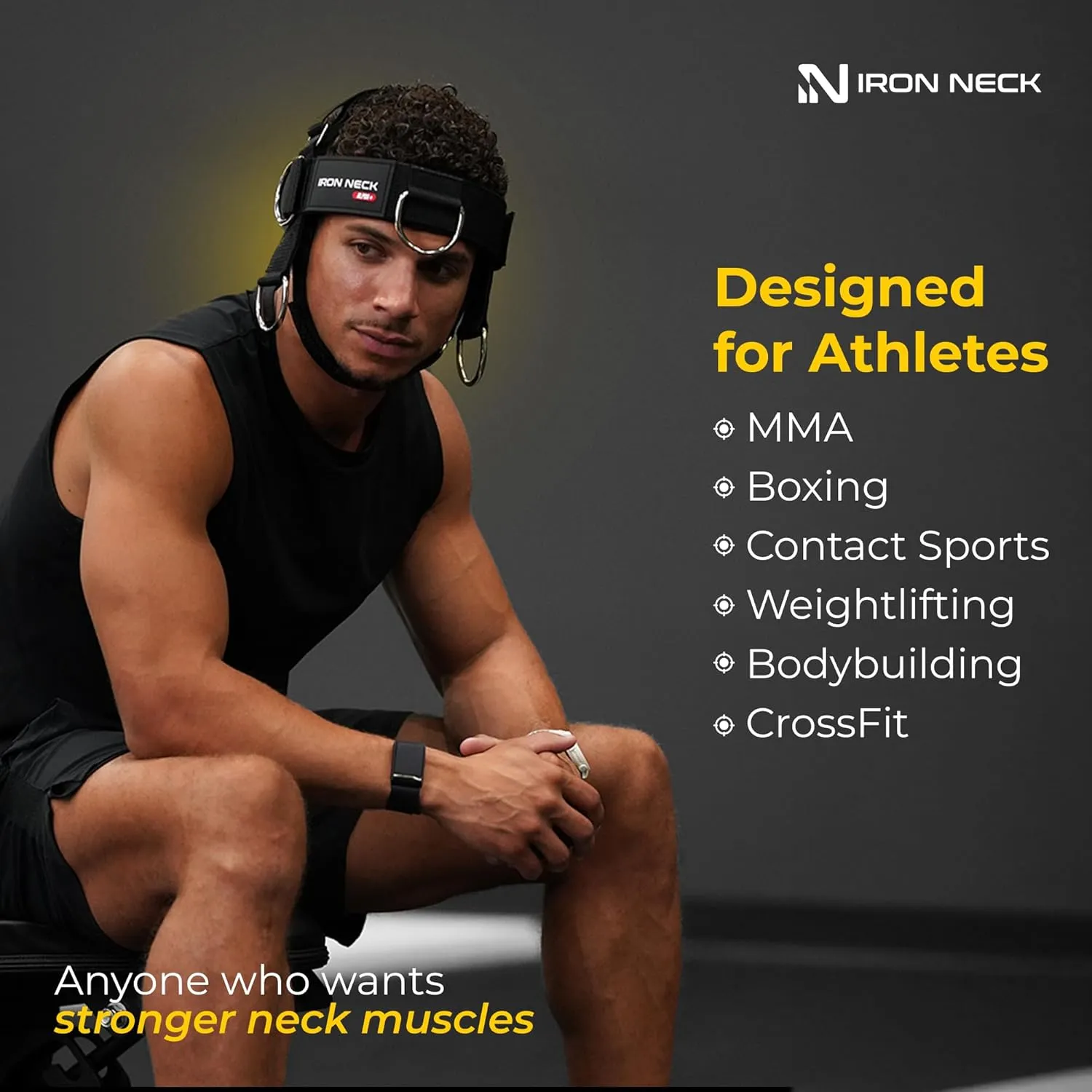 Iron Neck, Versatile Neck Exerciser, Strengthener and Trainer with Adjustable Head and Chin Strap, Portable Head Harness for Weight Lifting, Home and Gym Use
