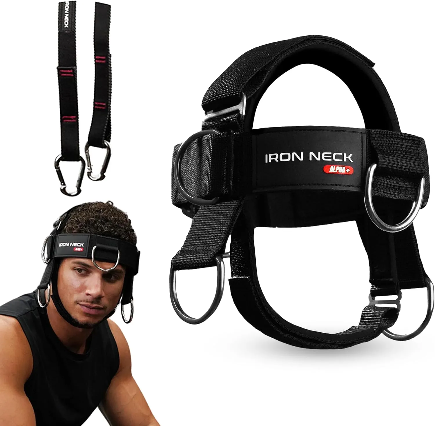 Iron Neck, Versatile Neck Exerciser, Strengthener and Trainer with Adjustable Head and Chin Strap, Portable Head Harness for Weight Lifting, Home and Gym Use