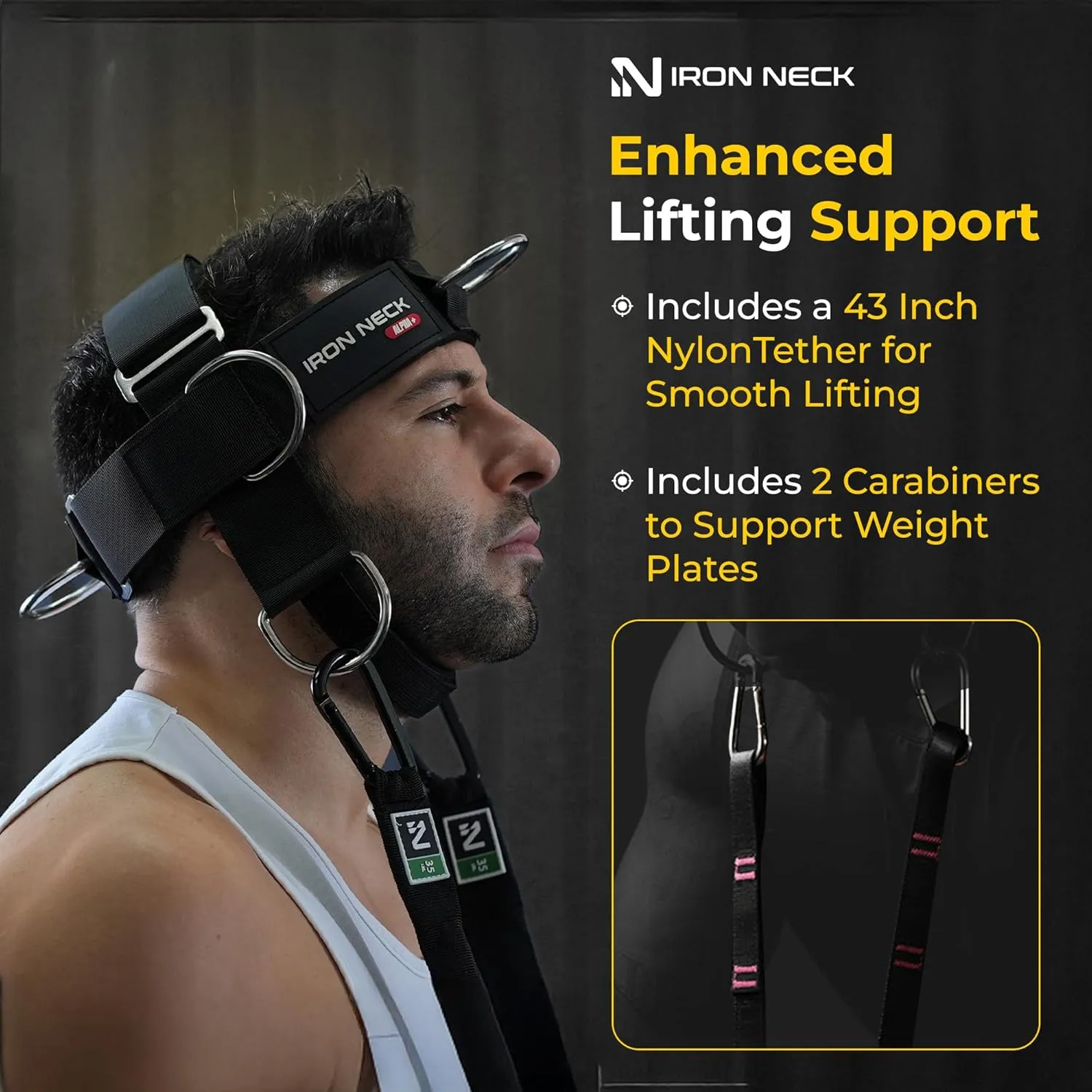Iron Neck, Versatile Neck Exerciser, Strengthener and Trainer with Adjustable Head and Chin Strap, Portable Head Harness for Weight Lifting, Home and Gym Use