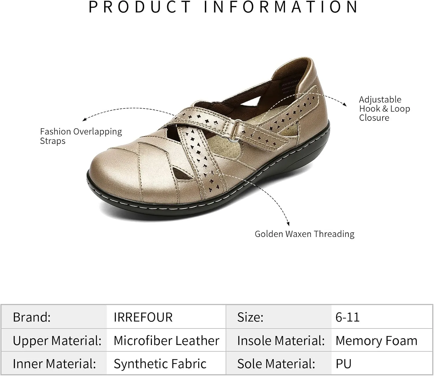 Irrefour Women's Classic Genuine Leather Casual Loafer Cute Slip-On Fashion Closed Toe Flat Sandal Comfy Work Sandal Everyday Walking Shoe