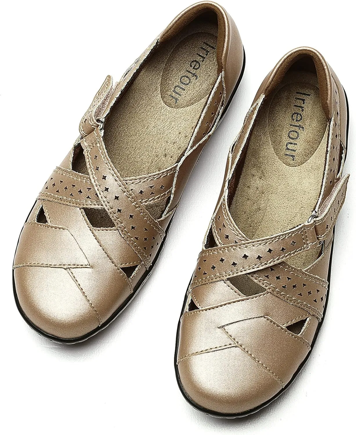 Irrefour Women's Classic Genuine Leather Casual Loafer Cute Slip-On Fashion Closed Toe Flat Sandal Comfy Work Sandal Everyday Walking Shoe