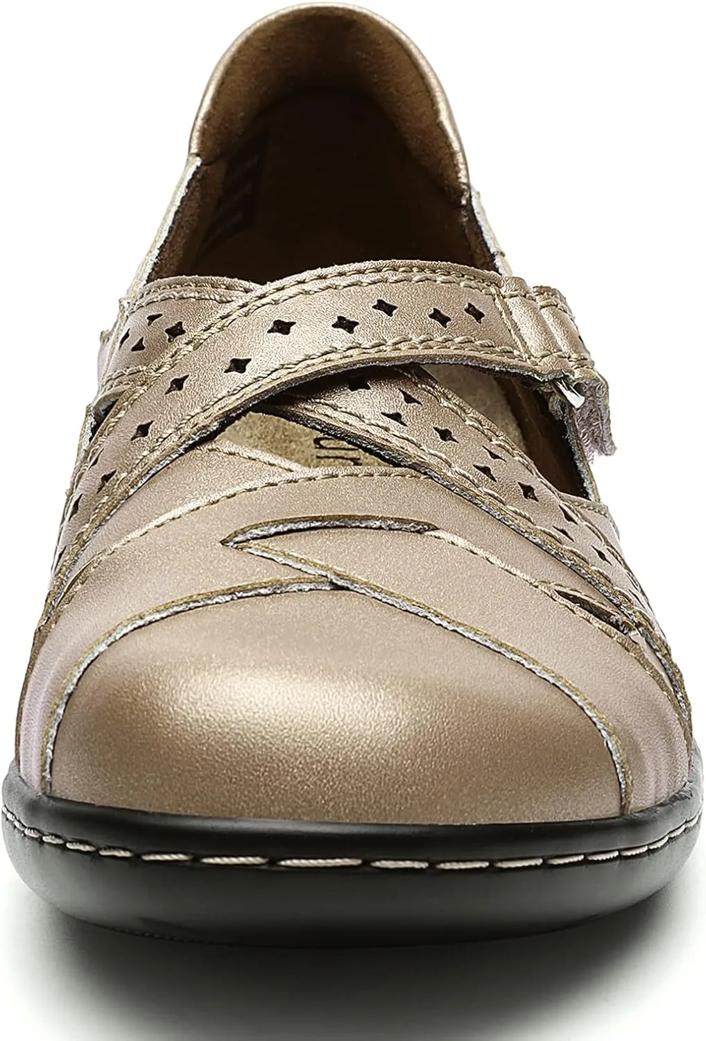 Irrefour Women's Classic Genuine Leather Casual Loafer Cute Slip-On Fashion Closed Toe Flat Sandal Comfy Work Sandal Everyday Walking Shoe