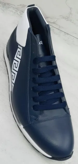 Italian Leather Mid-Top Sneakers-Duca