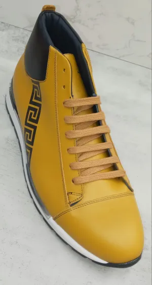 Italian Leather Mid-Top Sneakers-Duca