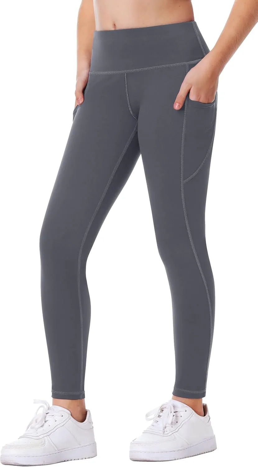 IUGA Girls Leggings with Pockets Dance Athletic Leggings for Girls Elastic Compression Kids Workout Leggings Running Yoga