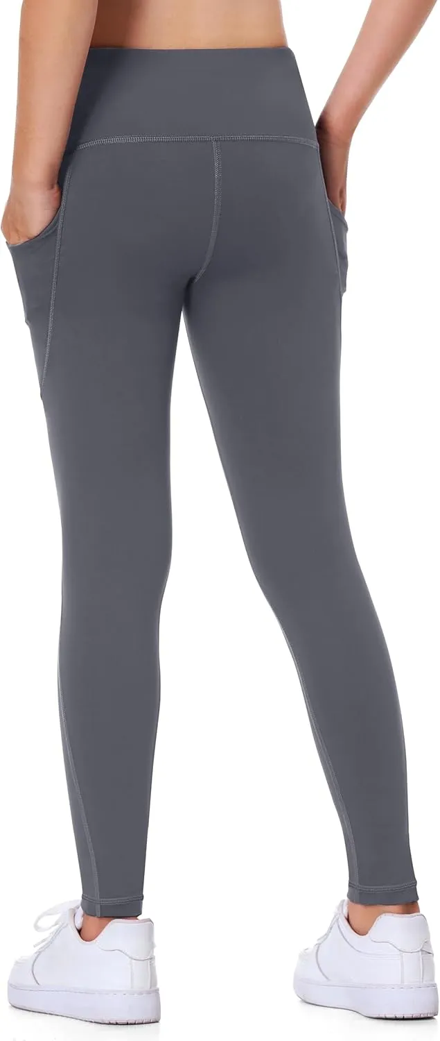 IUGA Girls Leggings with Pockets Dance Athletic Leggings for Girls Elastic Compression Kids Workout Leggings Running Yoga