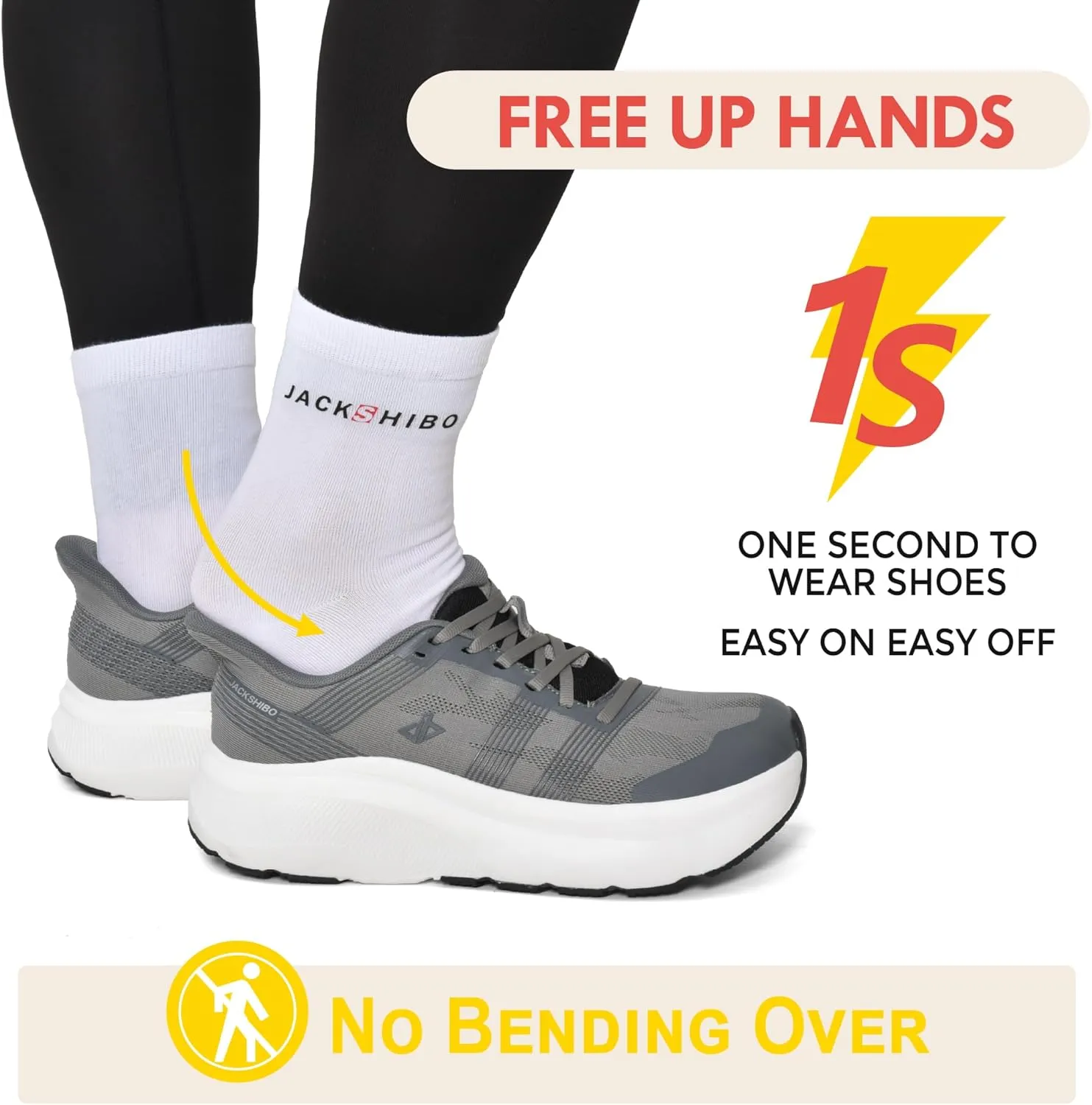 JACKSHIBO Mens Wide Toe Box Slip in Hands Free Shoes,Slip on Arch Support Wide Sneakers,Thick Cushioning Stability Running Orthopedic Zero Drop SoleWalking Sneakers