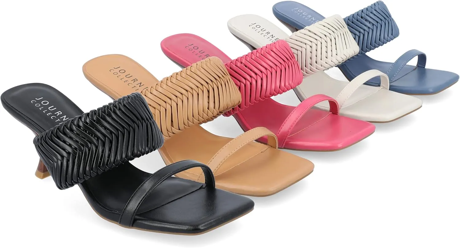 Journee Womens Monyka Tru Comfort Foam Woven Slip On Sandals