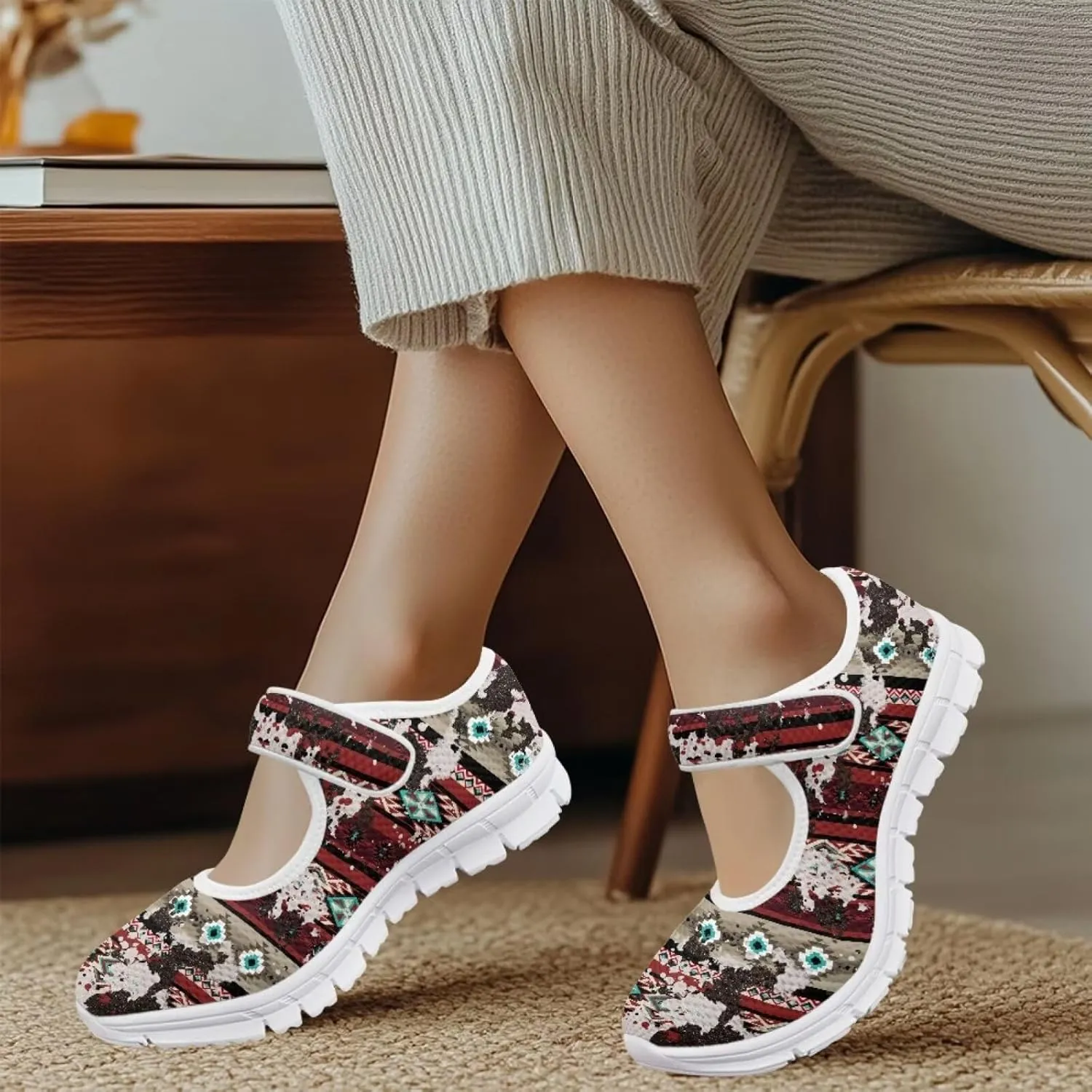 JoyLamoria Women’s Breathable Walking Shoes Trainer Sport Sneakers Adjustable Flats,Tropical Sloth Palm Leaves Print